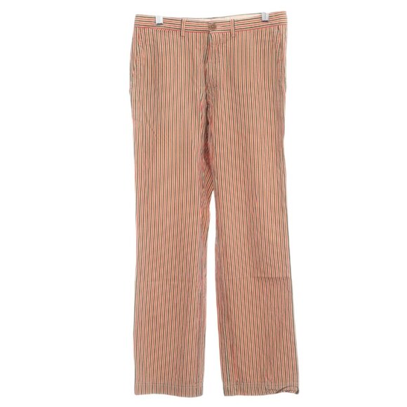 Dries Van Noten Striped Cotton Straight Leg Pants 46 Designer Tailored Trousers - Picture 1 of 7